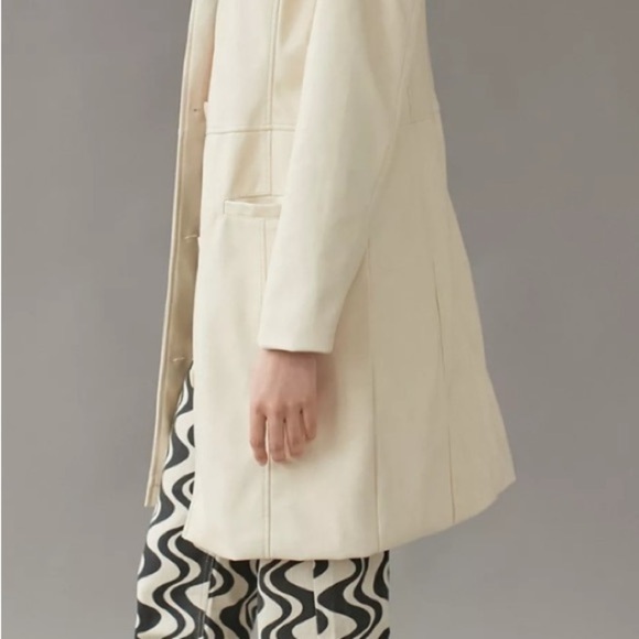 UO Vegan Leather Trench NWT Women’s XXL Ivory Tessa Neutral Longline Coat - Picture 8 of 17